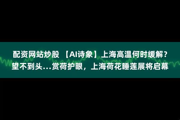 配资网站炒股 【AI诗象】上海高温何时缓解？望不到头…赏荷护眼，上海荷花睡莲展将启幕